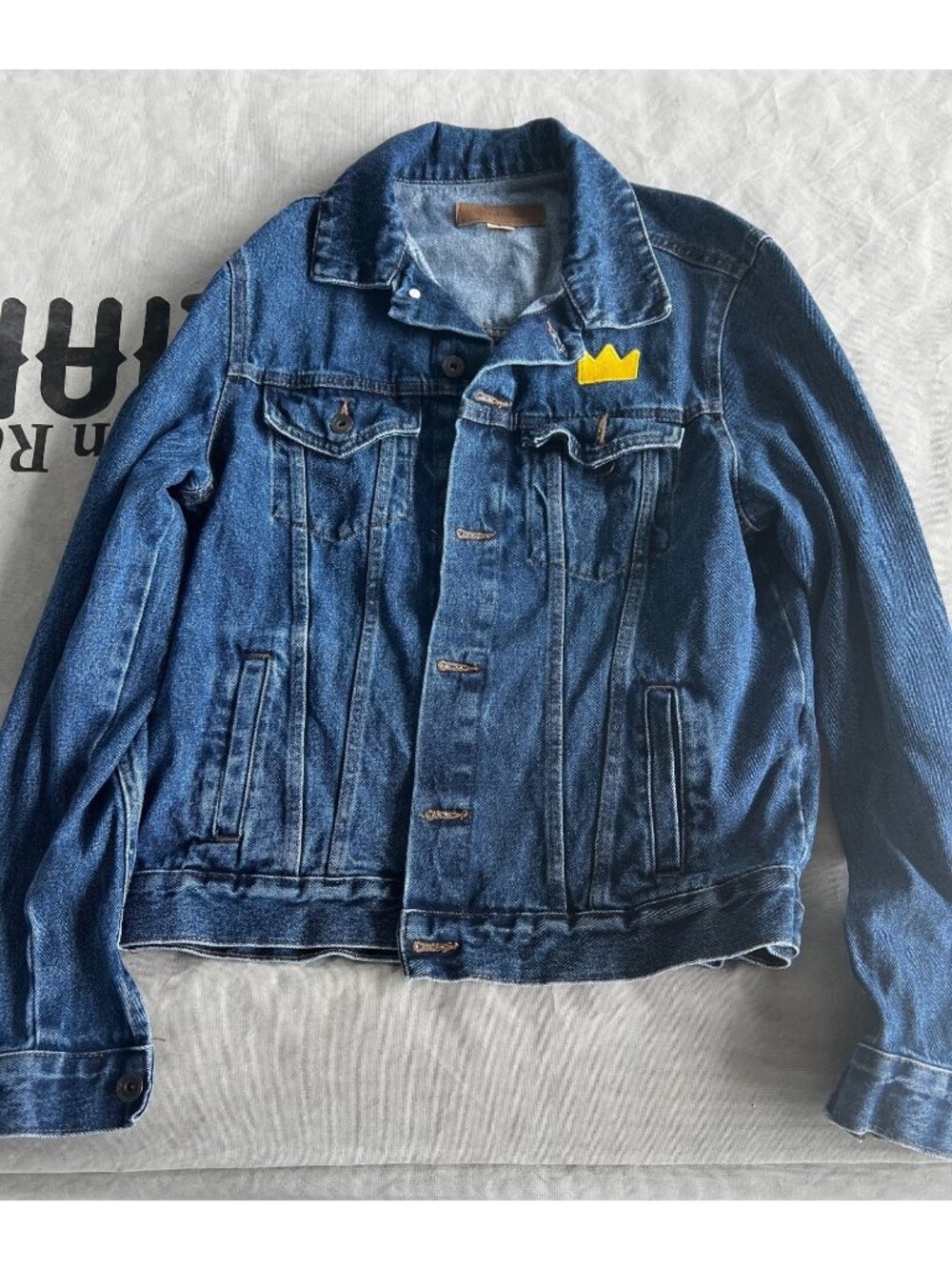 Vinatage Burger King Logo Graphic Burger Print Denim Jean Jacket MENS SMALL